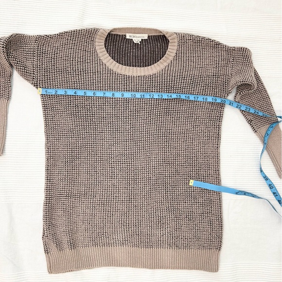 BCBGeneration Knit Sweater Cotton Long Sleeved in Warm Sand Combo Oversized Fit - Picture 6 of 11